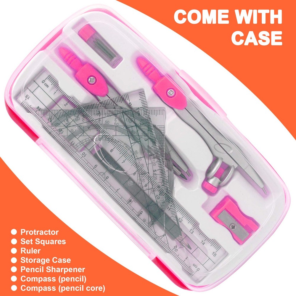 Akuoly Maths Compasses Full Starter Geometry Kit with 2 Drafting Compasses...