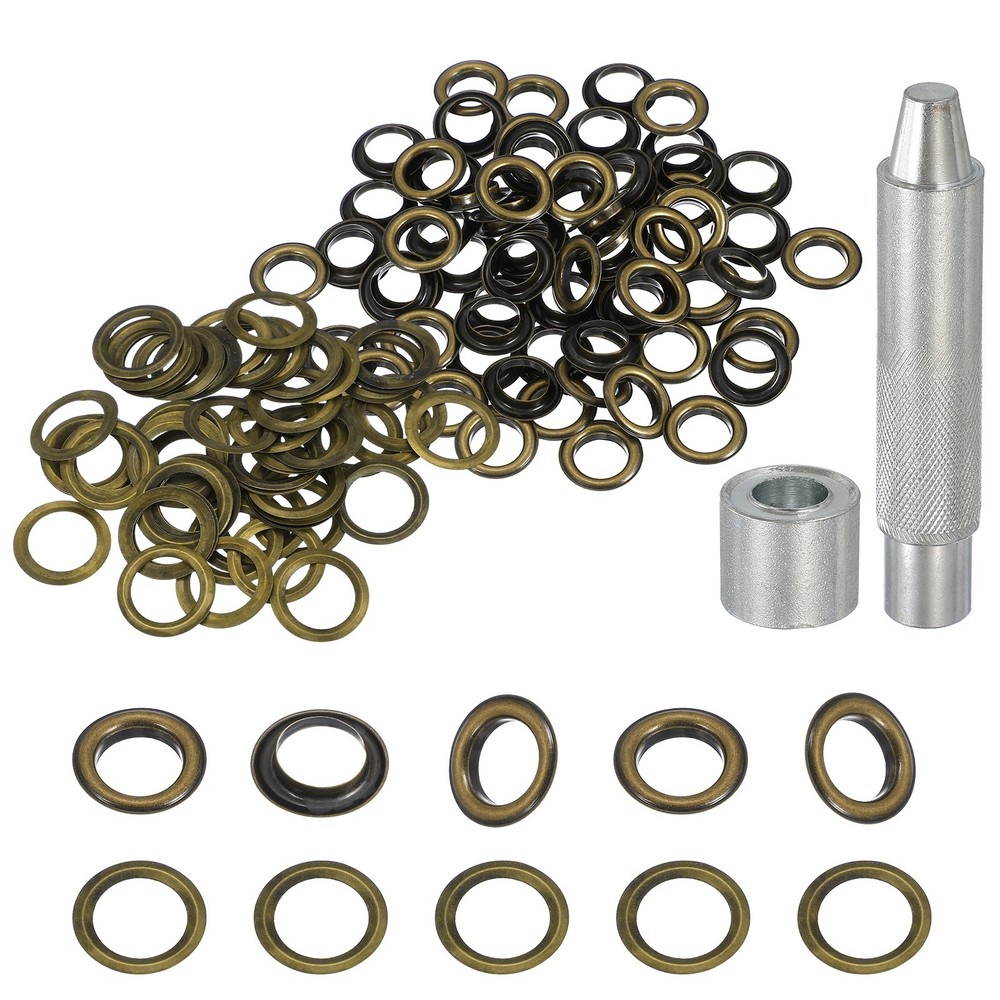 80Set Grommets Eyelets Kit 14mm Copper Eyelets with Setting Tool Bronze