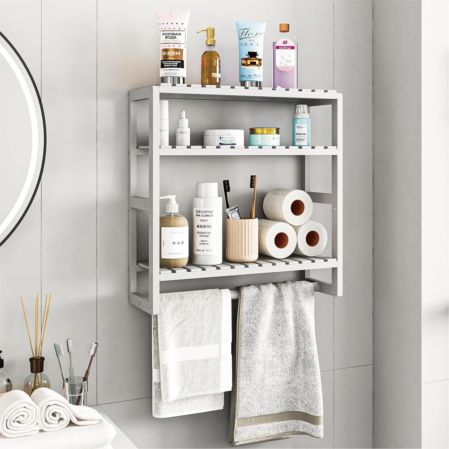 Over The Toilet Storage Bathroom Shelves Wall Mounted 3 Tier Space Saver Corner
