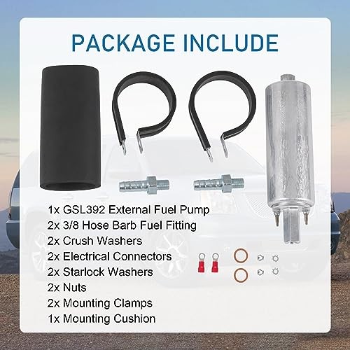 High Flow Pressure External Inline 255LPH Fuel Pump With Installation Kit