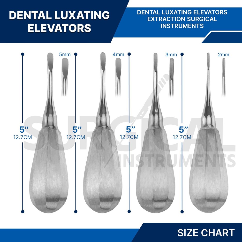 4 Pcs Luxating Straight Elevators Set Dental Instruments Stainless German Grade