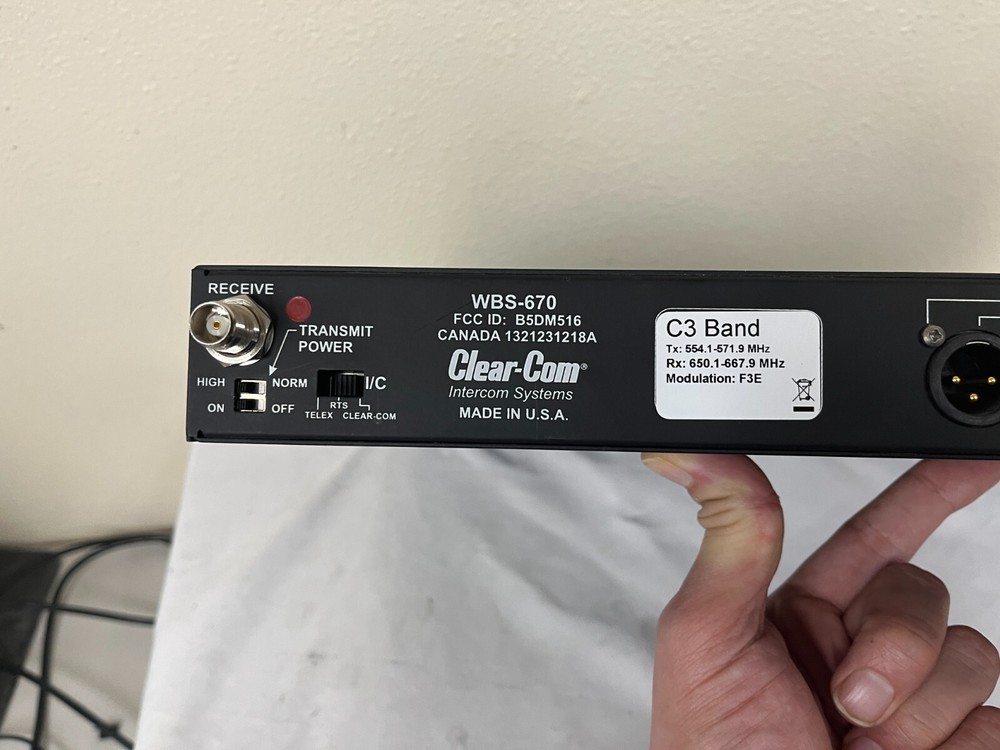 CLEAR-COM WBS-680 WIRELESS INTERCOM 2 Channel UHF Wireless STATION - FOR PARTS