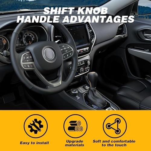 Gold Gear Shift Knob Handle with Button Compatible with Cherokee 2014-2019