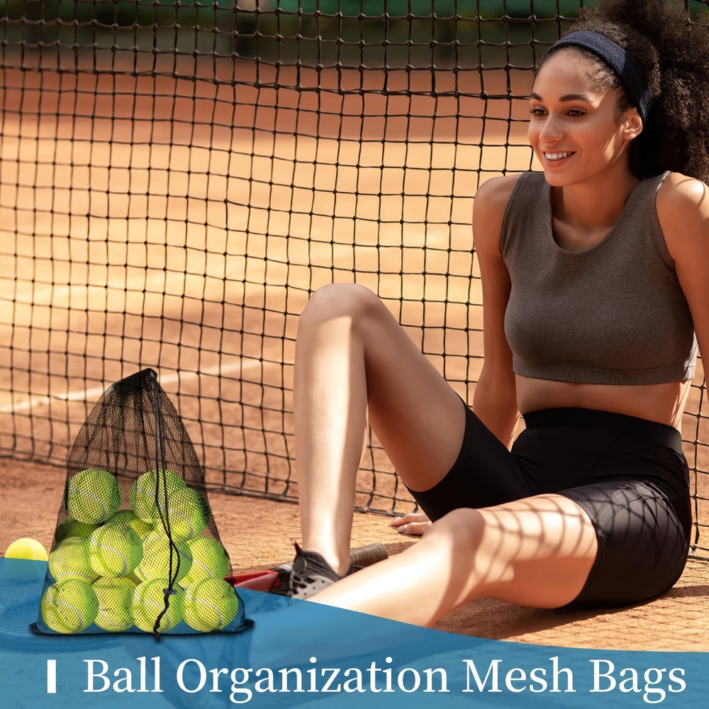 6 Pcs Mesh Bags Drawstring, 14x17 Inch with Lock, Multipurpose Small, Black