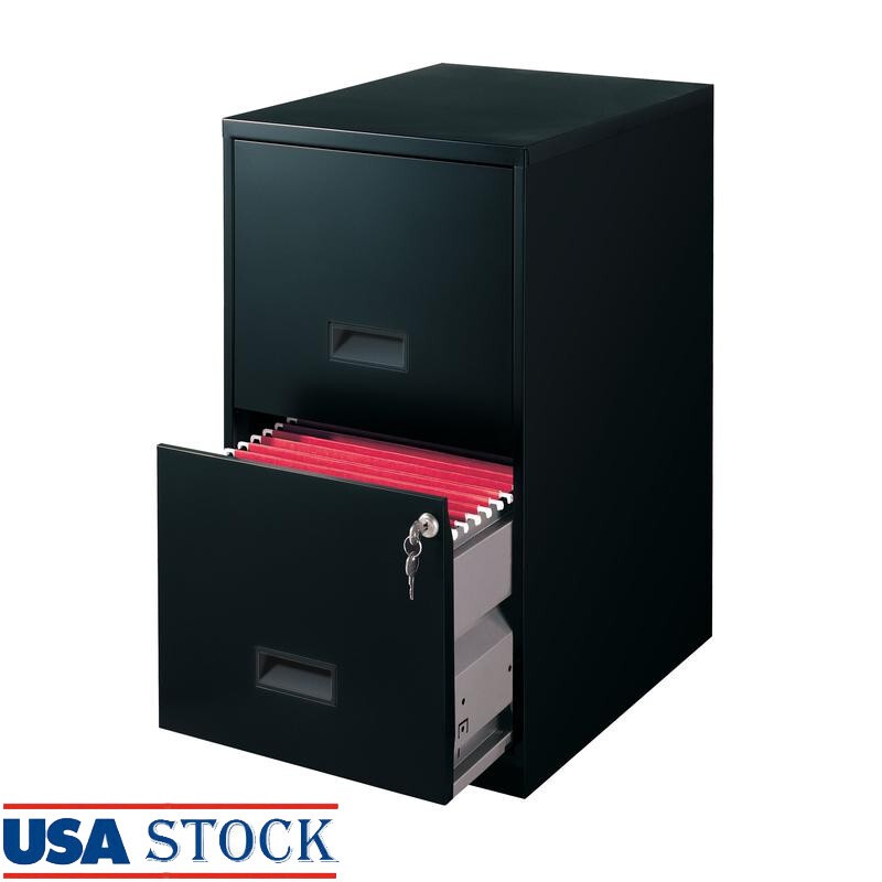Vertical File Cabinet 2 Drawer Lockable Metal Office Storage Efficient Design US