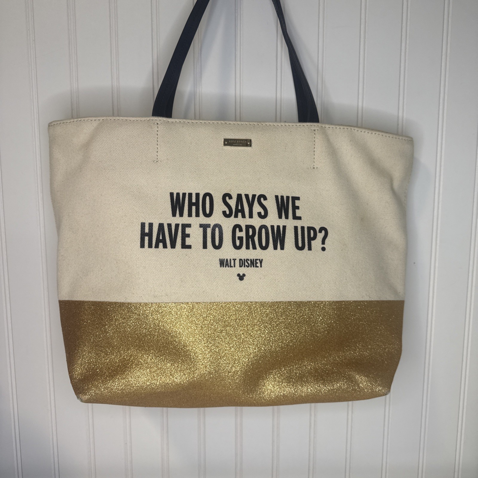 “Who Says We Have to Grow Up?'' Kate Spade Canvas Glitter Tote Disney
