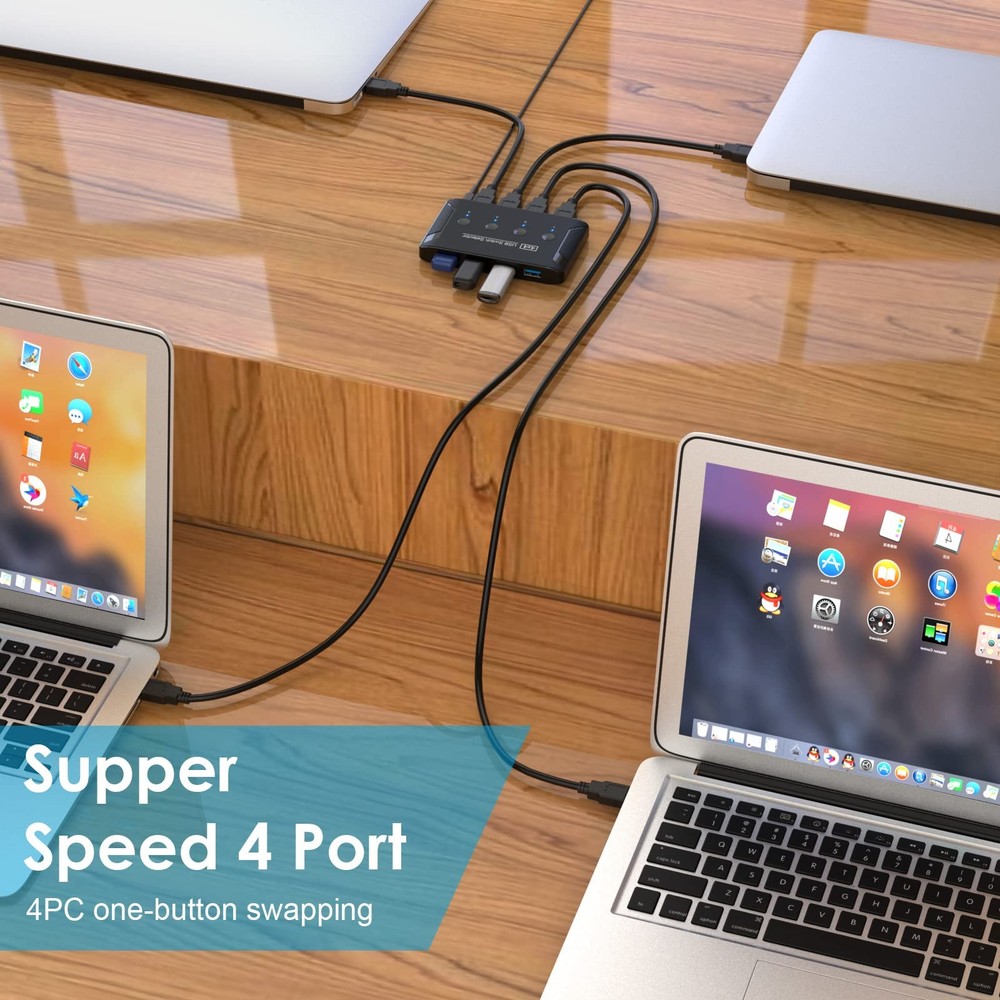 USB 3.0 Switch, Premium USB Switcher Computers Sharing 4 USB Devices for Keyb...