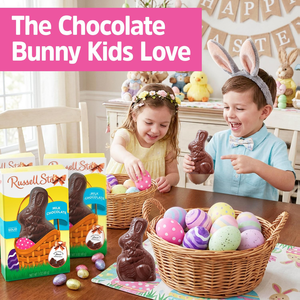 Solid Milk Chocolate Bunnies -Easter Chocolate Bunny Perfect for Easter Baskets
