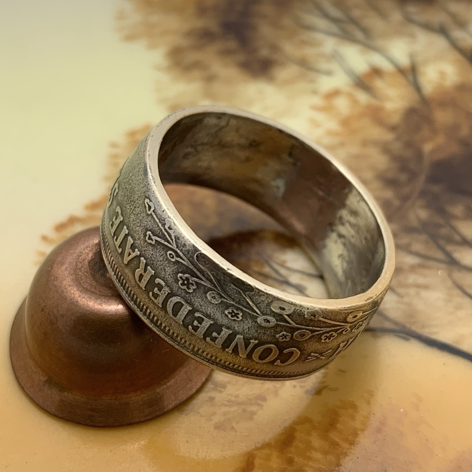 Unique 1861 Confederate States Coin Ring Size 11.5 - Civil War Reenactment
