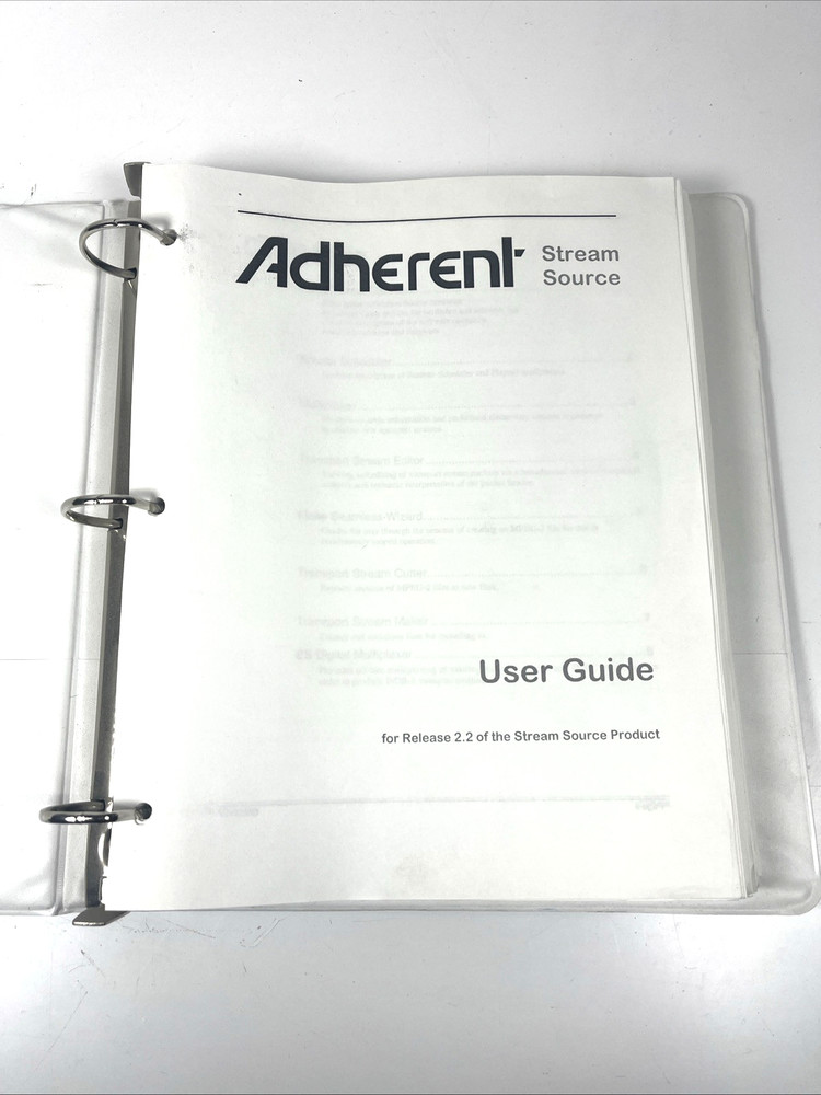 Adherent Tektronix AD991 STREAMSOURCE User Guide Manual