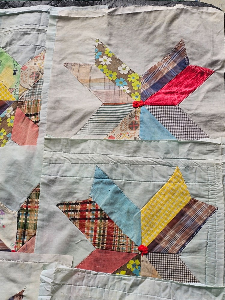 20 Vintage Handmade Quilt Patchwork Pieces Cotton