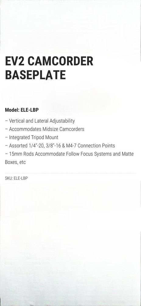 Ikan Eva Black Adjustable Camcorder Baseplate LBP