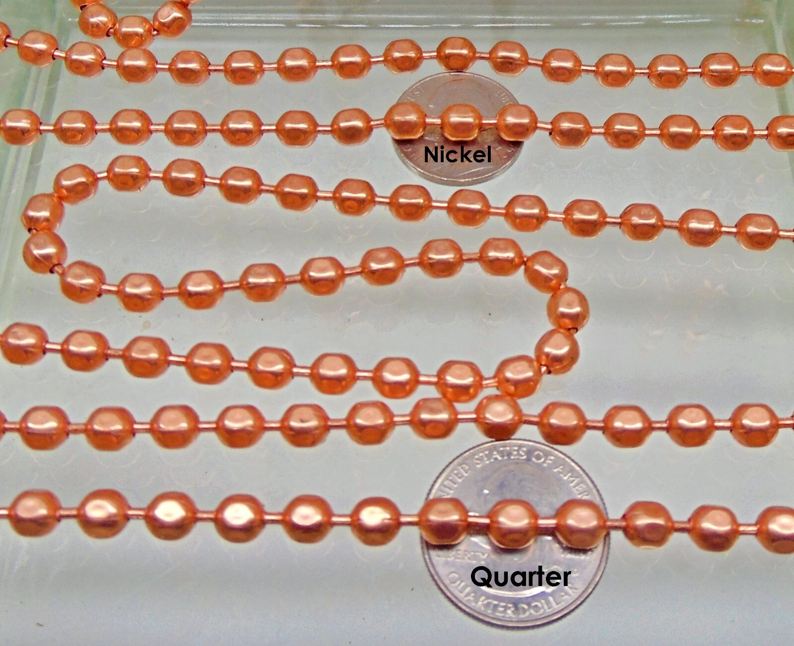 BULK Copper Ball CHAIN Faceted 6.3mm bead ~ Various Lengths + Connectors USA
