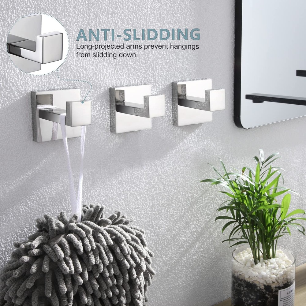 Bathoom Towel Hook Wall Mount Square Bath Robe Hook Coat Hook Kitchen Garage Hea