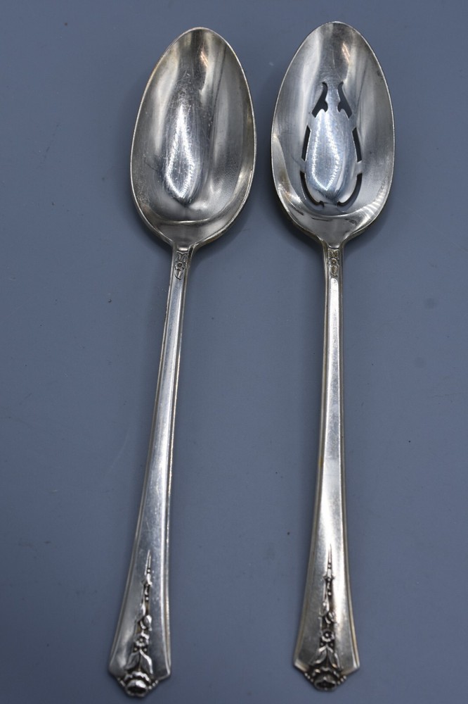 International IS SPRING GARDEN Solid & Pierced Serving Spoons Holmes & Edwards