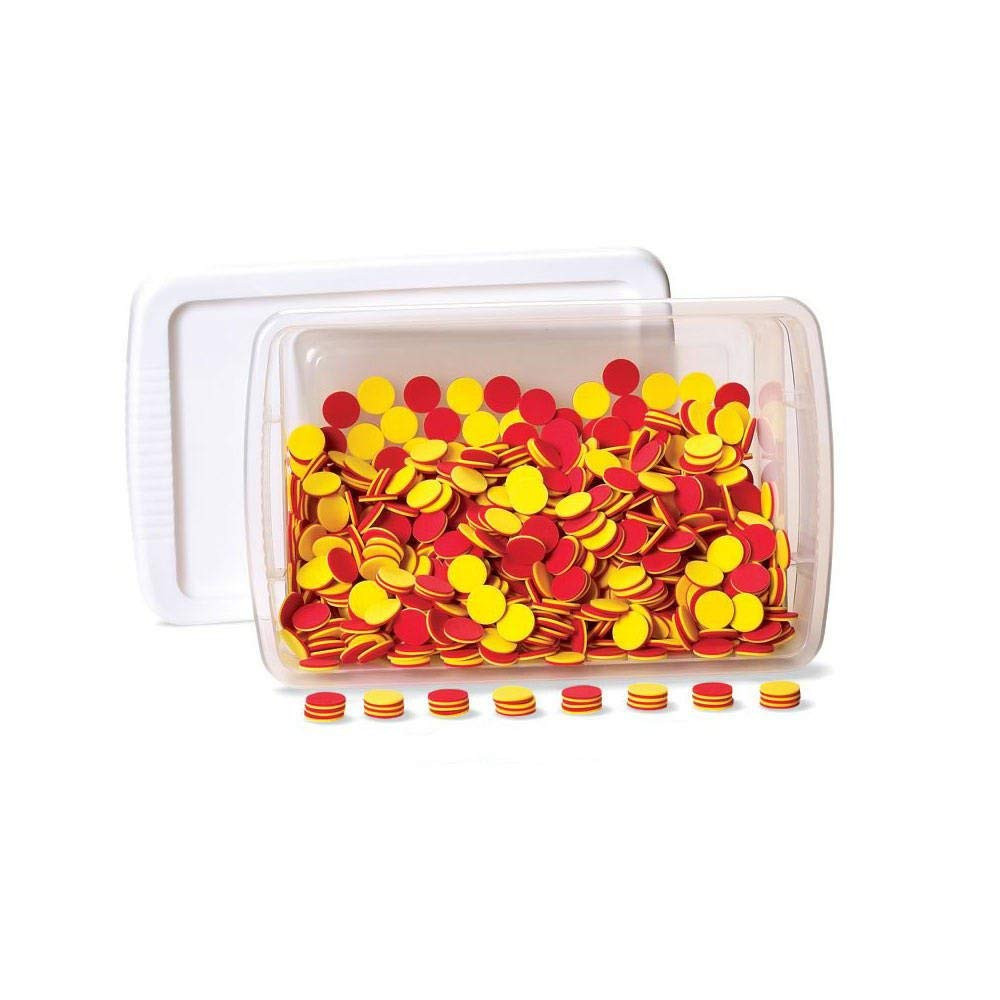 Plastic Math Counters for Kids, Red and Yellow Counters, Math Manipulatives for