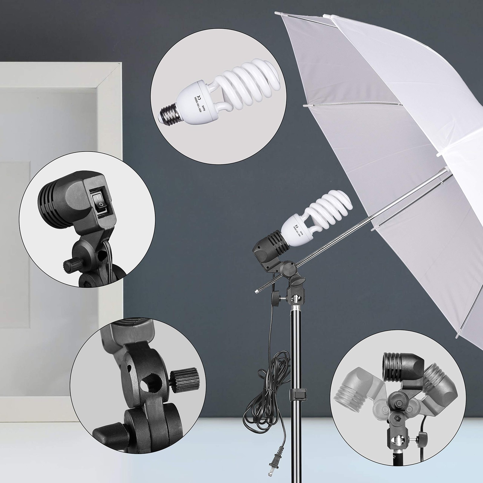 Umbrella Photography Lighting Kit, 200/700W Bulbs, Soft Light Continuous Phot...