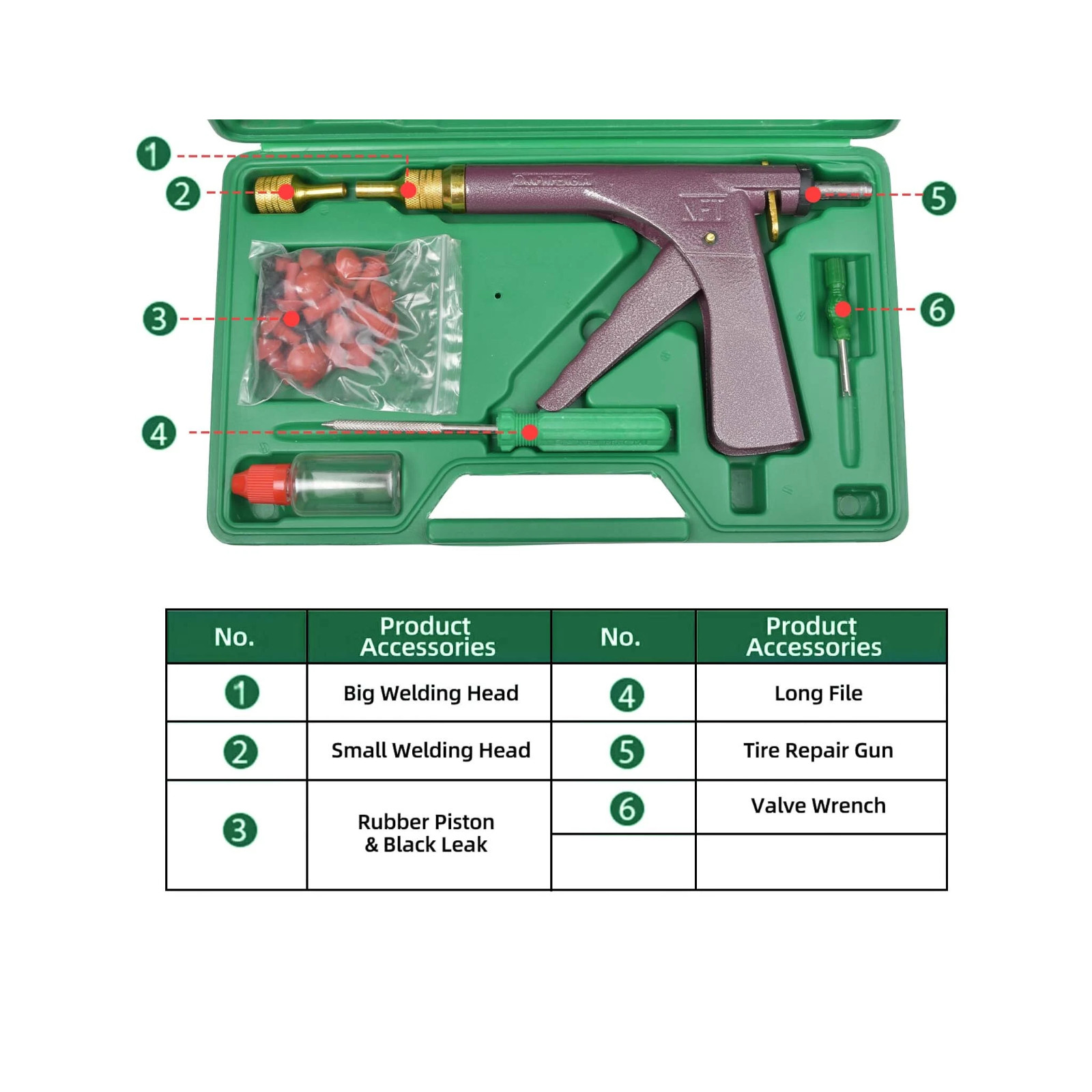 Tubeless Tire Gun Puncture Repair Kit Tire Patch Tool with Mushroom Plug Nozzle