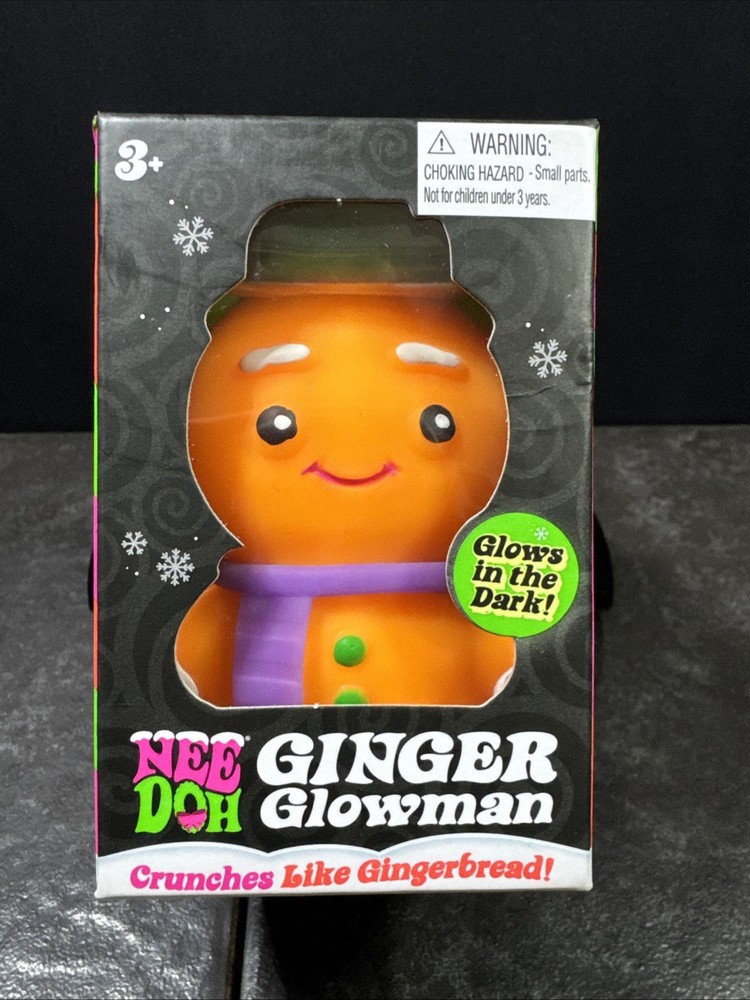 NeeDoh Squishmas Ginger Glowman Gingerbread Man Squeeze Toy Crunches GITD