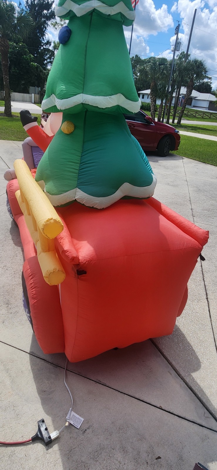 Gemmy Airblown 9ft North Pole Fire Truck Santa LED Inflatable – Tested, Works