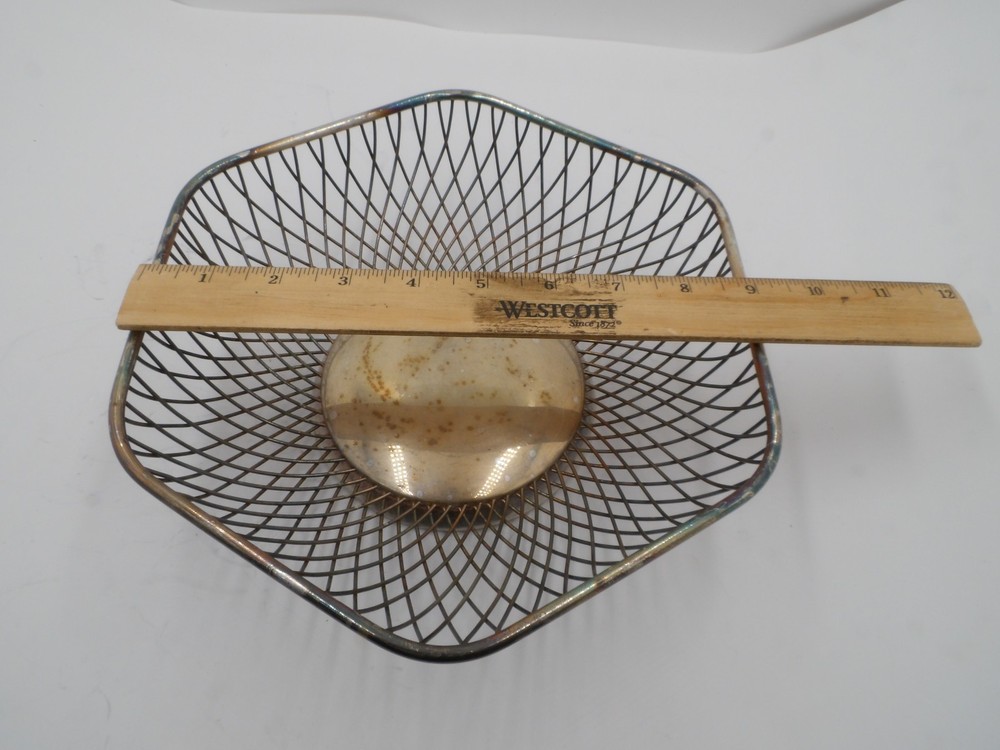 Vintage Gorham Silver Plate Hexagonal Wire Basket YC 746 Circa 1970's