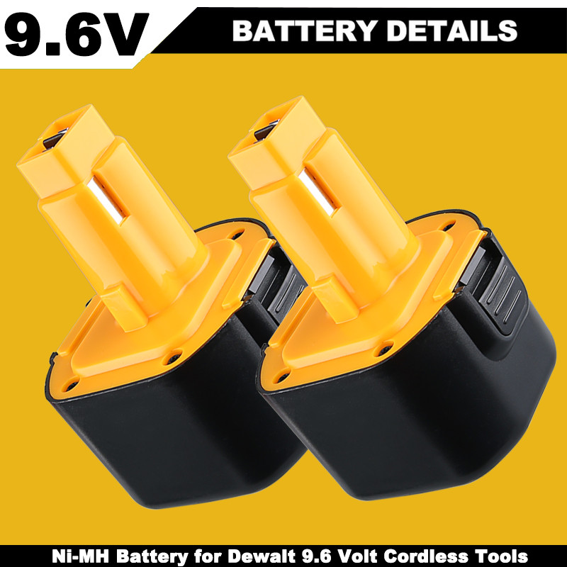 2Pack 9.6V DW9062 DW9061 NiH Battery Replace for Dewalt 9.6 Volt Cordless Tools