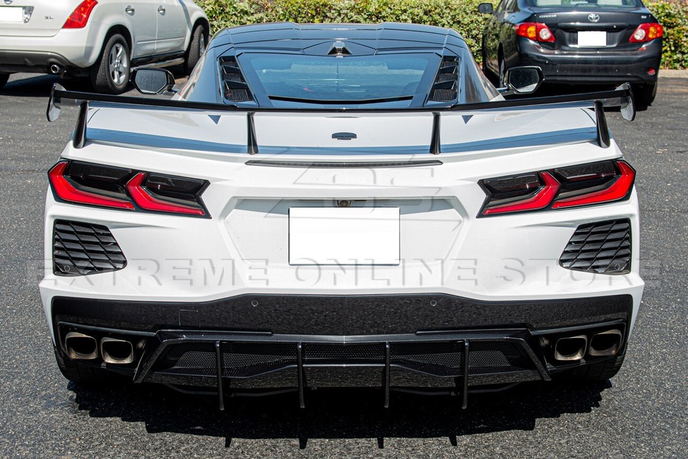 For 20-Up Corvette C8 Performance Style CARBON FLASH Rear Lower Diffuser Fin