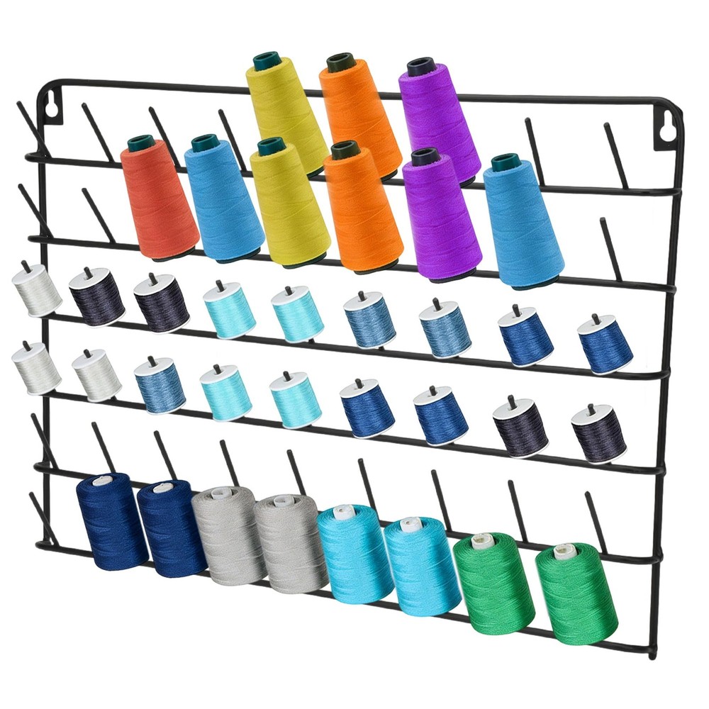 SIBAO 1 Pack Thread Holder Wall Mount - 54 Spools Wall Mount Thread Rack, Emb...