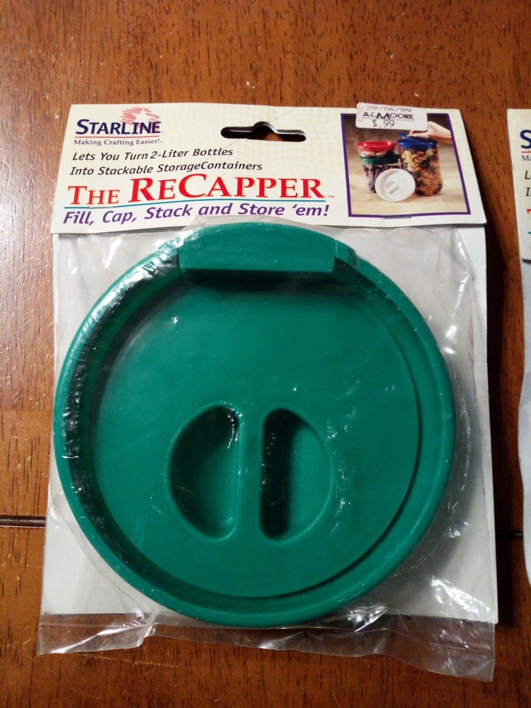 2 Starline The ReCapper Turn 2-Liter Bottles Recycle Storage Stackable 1 Can Cap