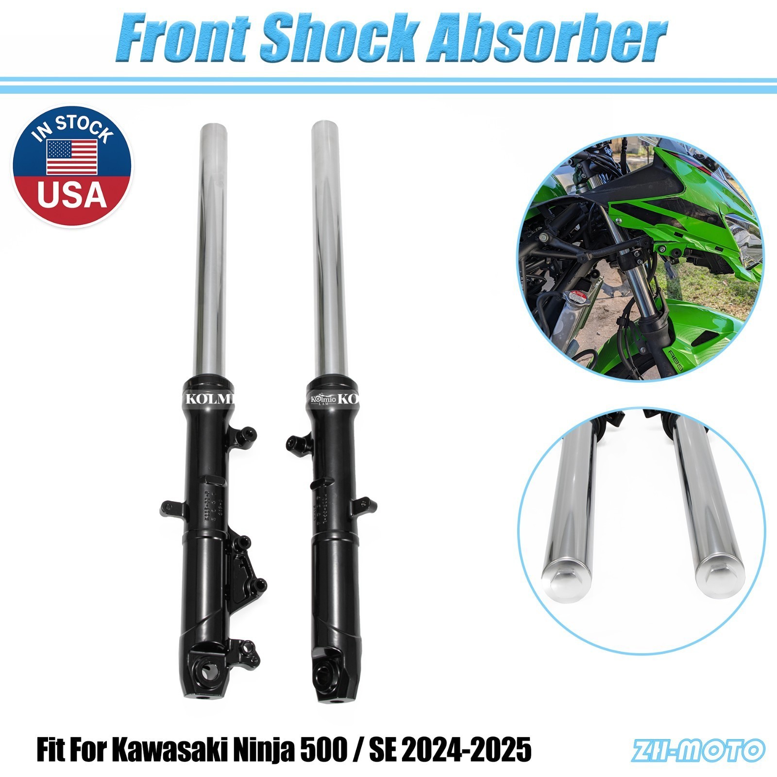 Front Shock Absorber Fork Suspension Set Fit For Kawasaki Ninja 500/SE 2024-2025