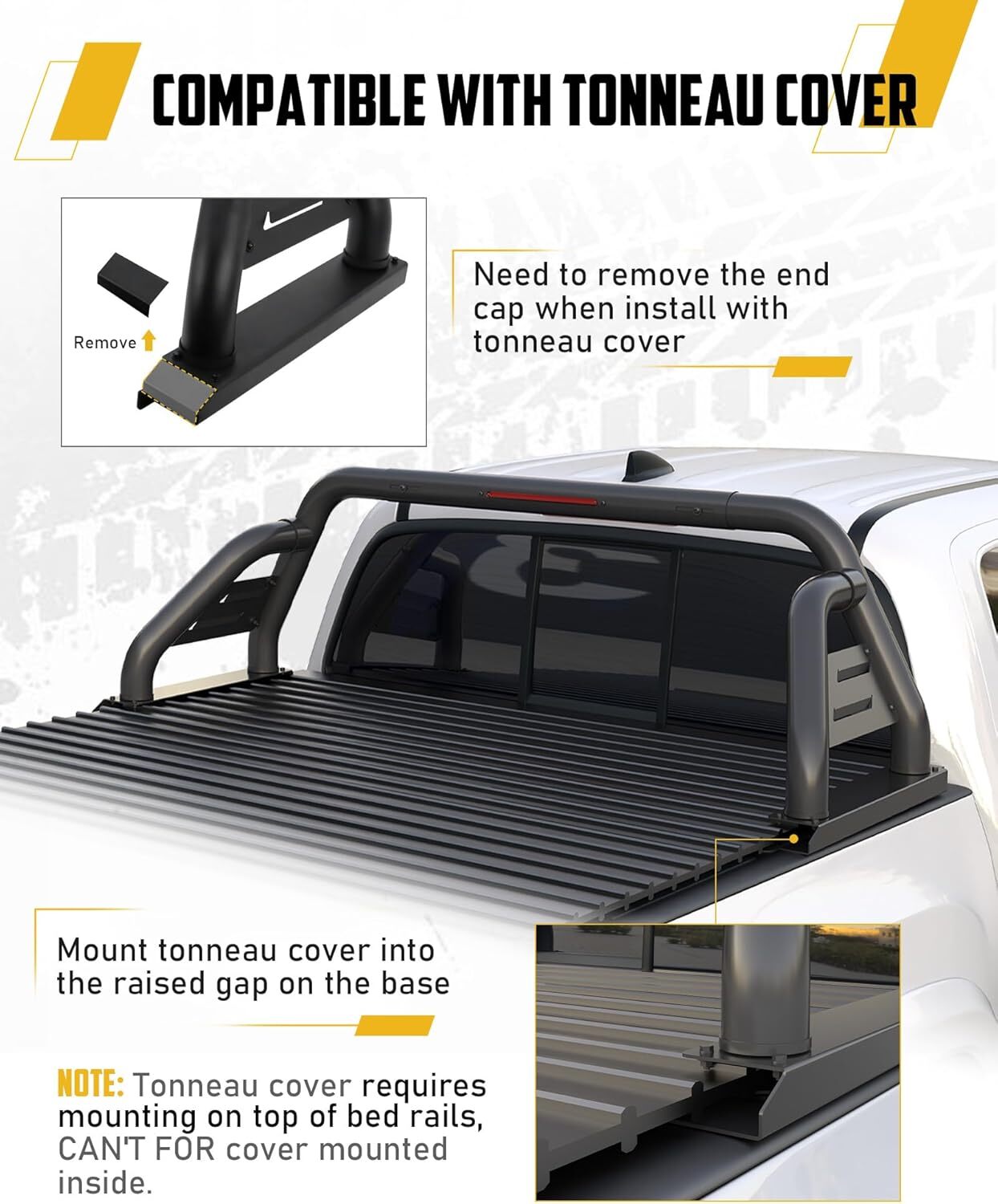 Roll Bar Fits for Toyota Tacoma 2005-2025 with Light Mounting Bracket Heavy Duty