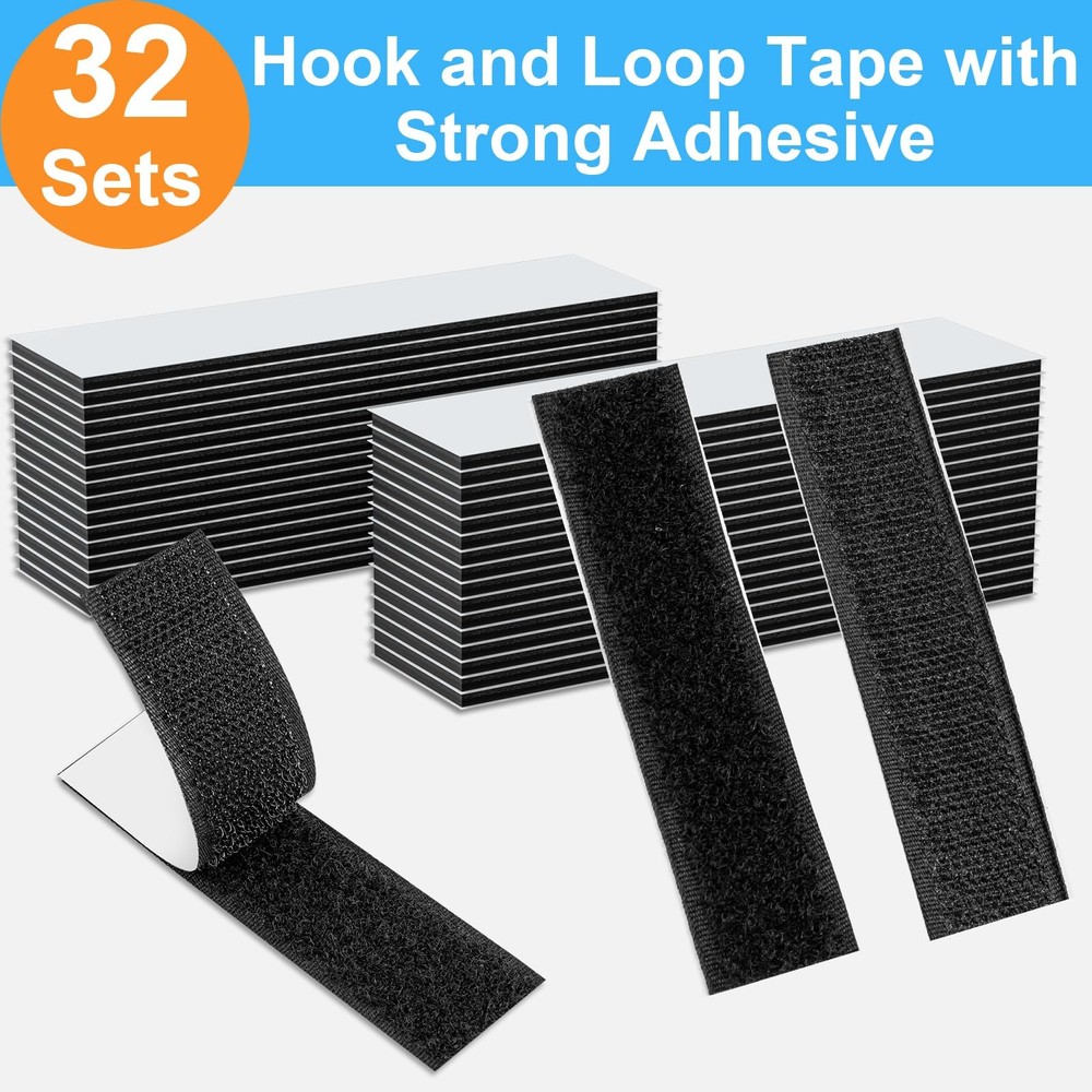Hook and Loop Strips with Adhesive Sticky Back Heavy Duty 32 Set