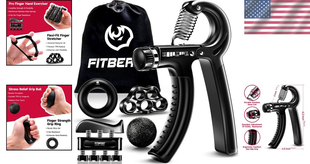 Adjustable 5 Pack Grip Strengthener Kit: Ergonomic Forearm Training Solution