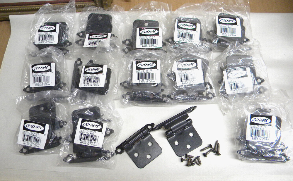 Cosmas Cabinet Hinges Flat Black Variable Overlay 17139-FB (Pair)