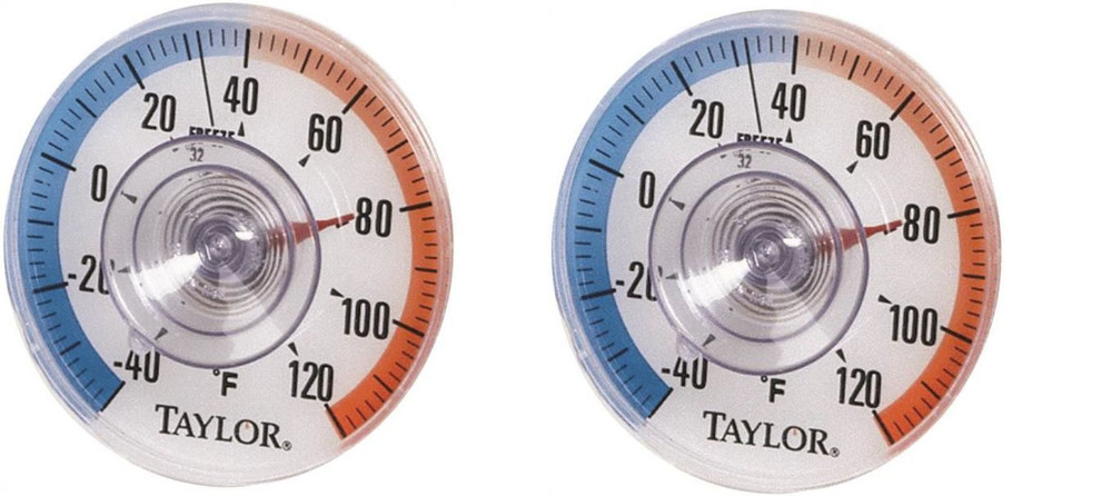 2 pack Taylor 5321 Suction Cup Window Dial Thermometer