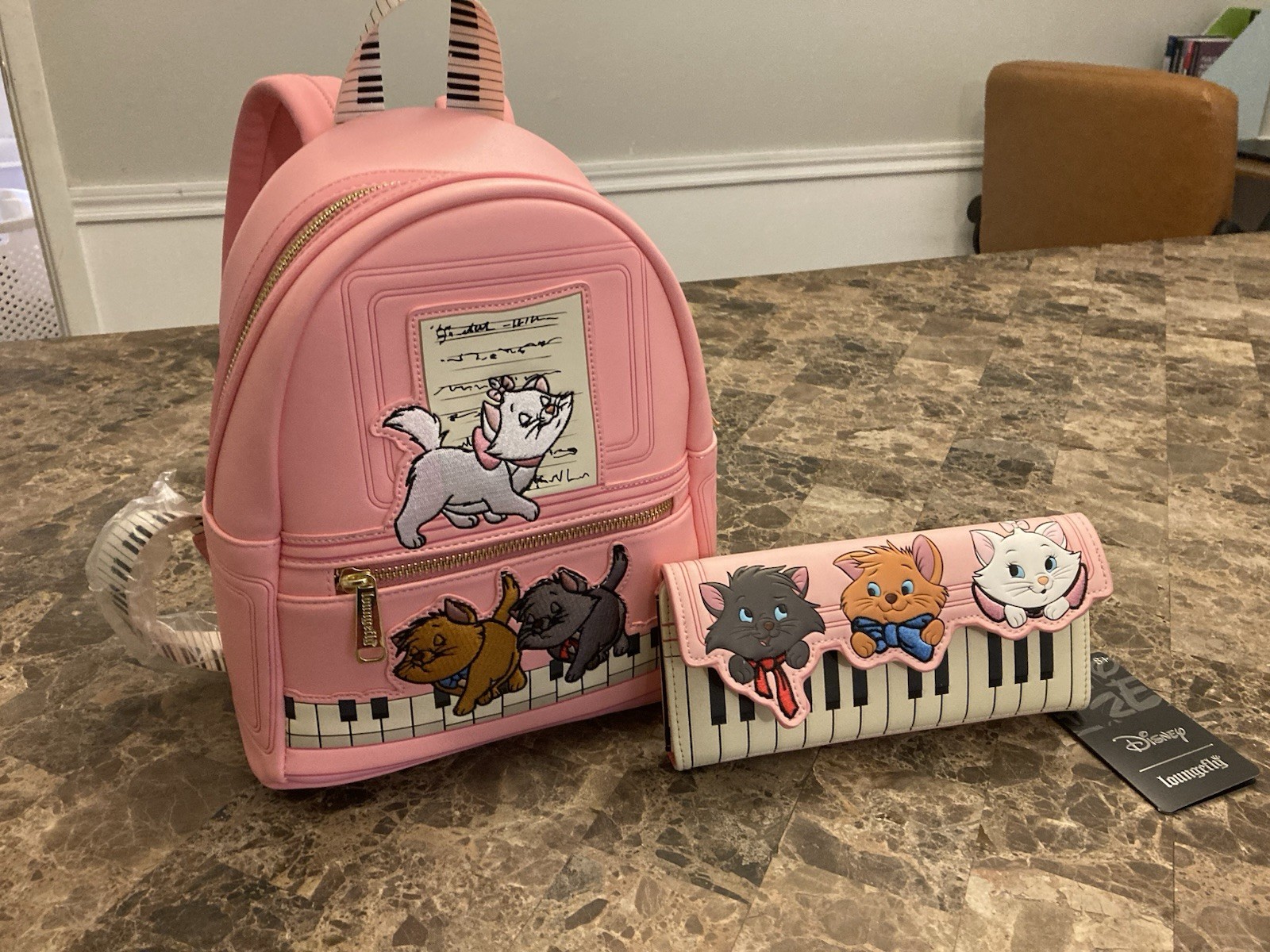 Loungefly Disney Mini Backpack The Aristocats Piano Kitties Pink With Wallet