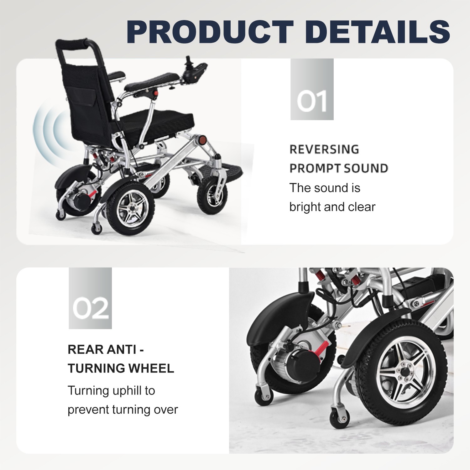 Foldable Electric Power Wheelchair 500W 12Ah Lithium Battery Portable Travel
