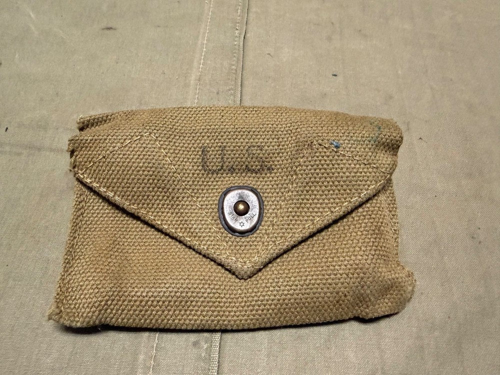 ORIGINAL WWII US ARMY INFANTRY M1942 FIRST AID CARLISLE BANDAGE CARRY POUCH-1942