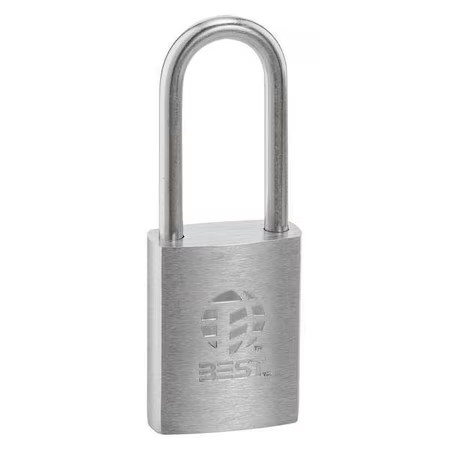 Best 11B772l Keyed Padlock, Coreless, Long Shackle, Rectangular Brass Body,