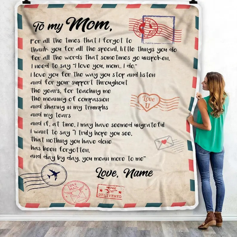 Personalized Letter to Mom Blanket Custom Message Gift