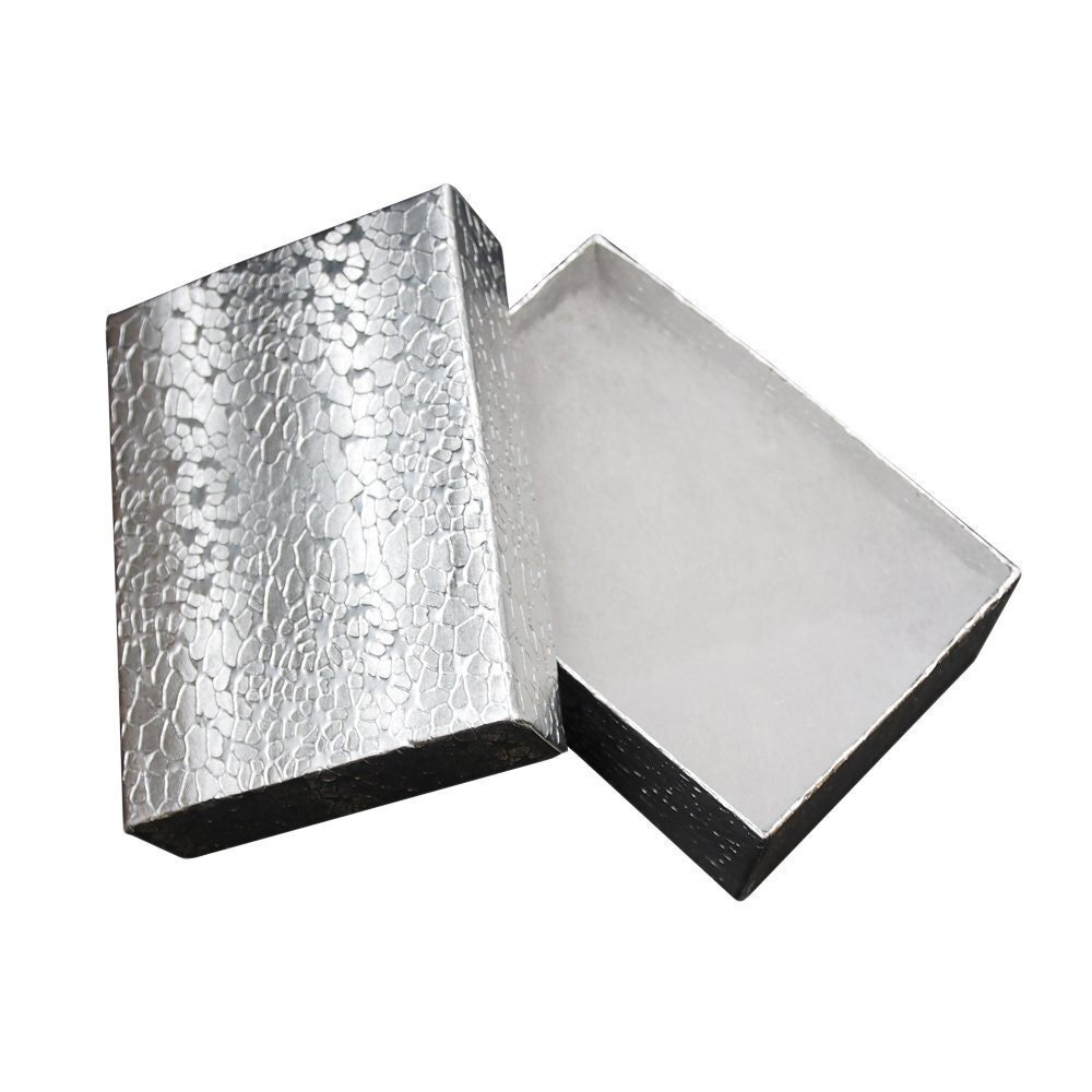 CuteBox Silver Cotton Filled Boxes 100pcs