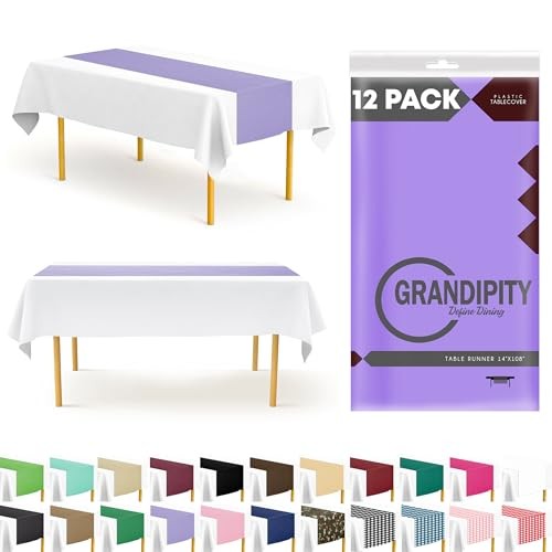 12 Pack Premium Disposable Plastic Table Runner 14 x 12 Pack Rectangle Lavender