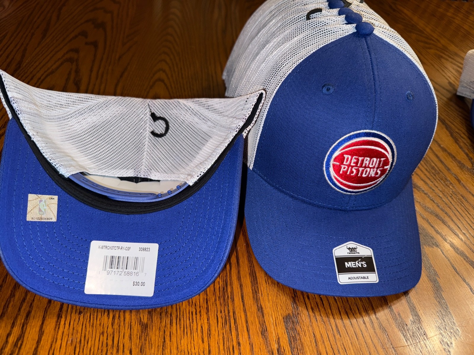 Detroit Pistons Mens Blue White Snapback hat Cap Classic Logo New Tags Nba
