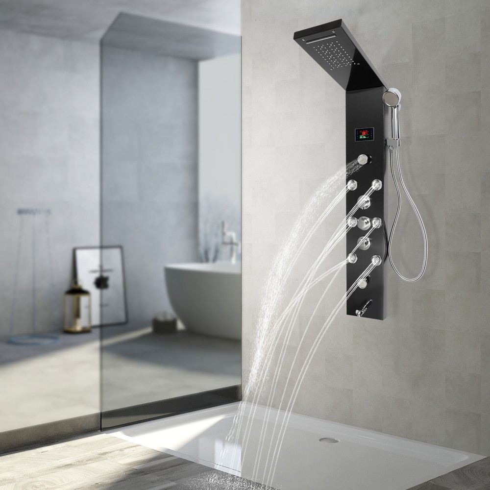 Shower Panel Tower System Wall Mounted Rainfall Waterfall Shower Head Shower Kit