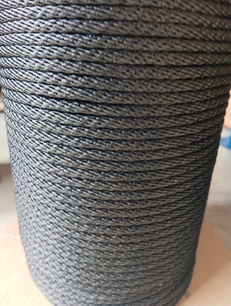 1/4” x 700 ft. Solid Braid MFP Rope Spool. Black. Made in USA