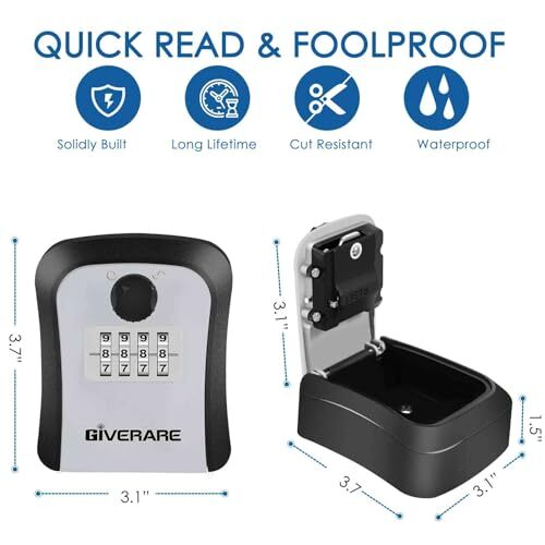 2 Pack Key Lock Box 4 Digits Combination Lockbox Wall Mount Outside Waterproo...