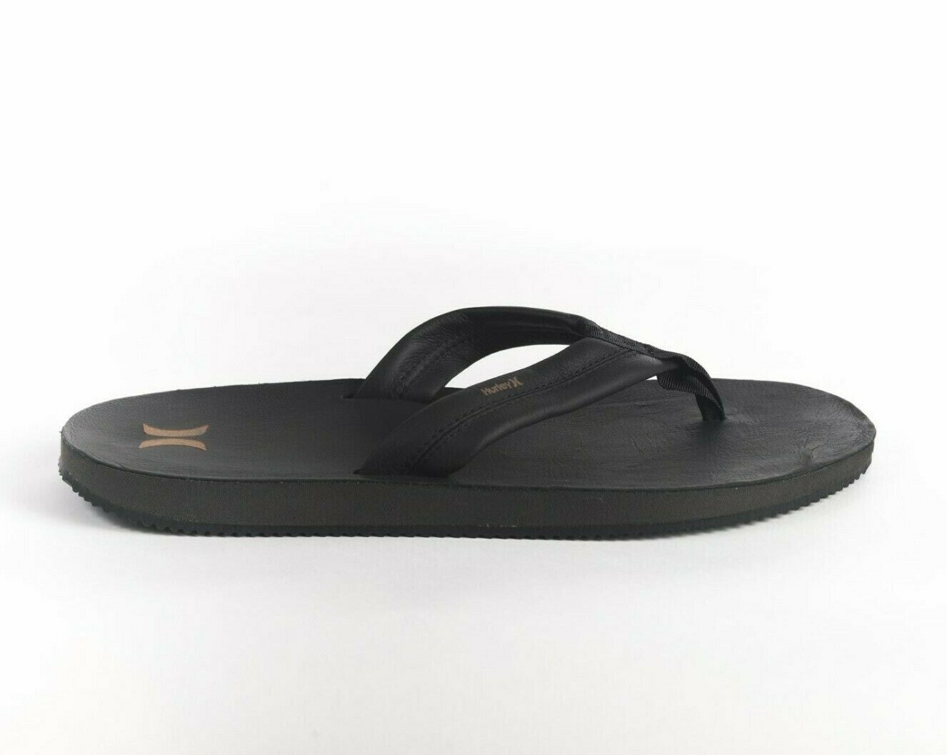 Hurley Mens Lunar Leather Sandals Flip Flop Thong Lunarlon Arch support Black 7