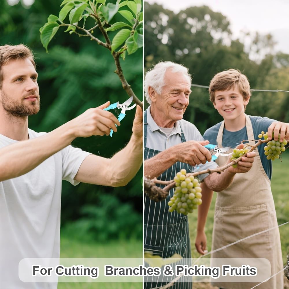2 Pack Pruning Shears, Stainless Steel Garden Shears, Sharp Bypass & Straight