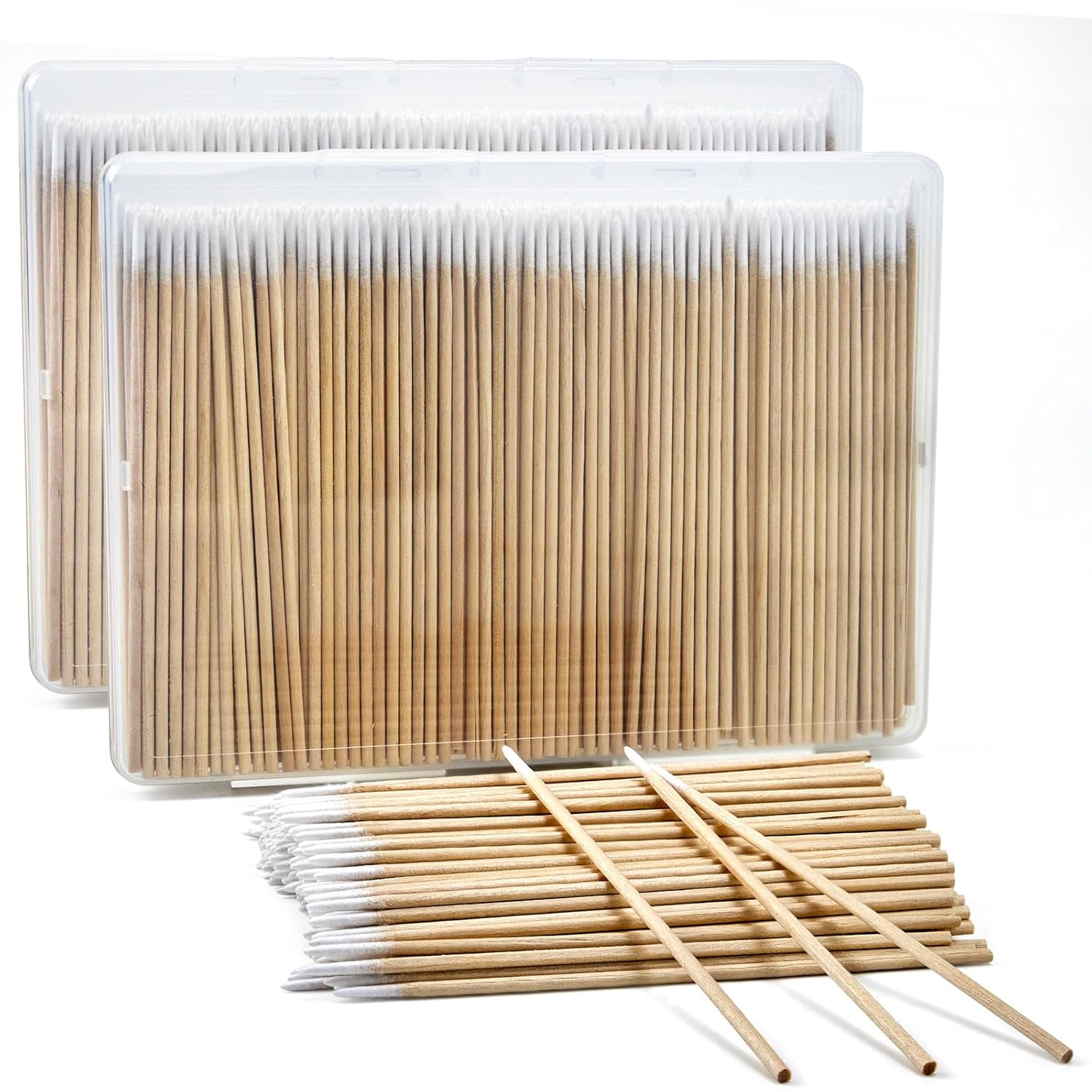 800PCS Pointed Cotton Swabs with Storage Case - 4 Inch Microblading Precision Ti