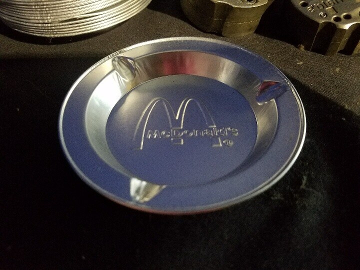 4x Vintage McDonald's Restaurant Aluminum Ashtrays 3.5" Wide